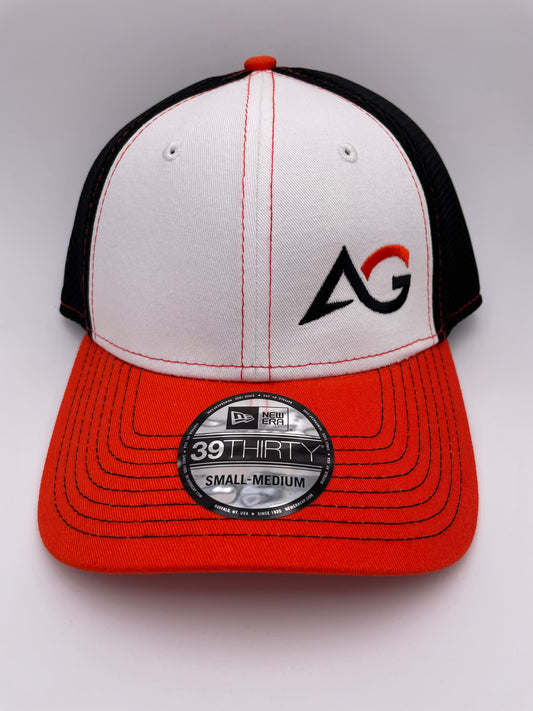 New Era Stretch Mesh Cap 39Thirty White/Deep Orange/Black