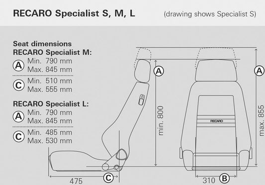 Recaro - Specialist M - Black Vinyl -Driver(LH) - LXW.00.000YY11