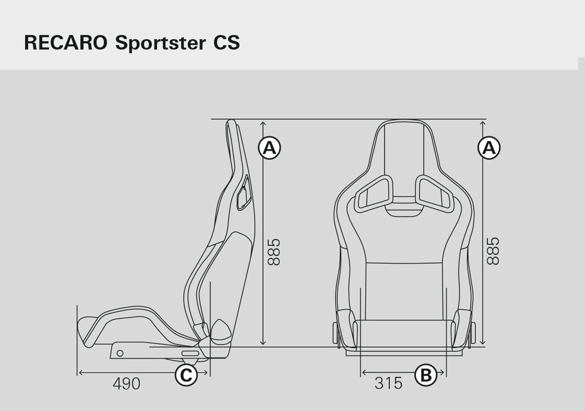 Recaro - Sportster CS Driver Side(LH)- Black Vinyl - 410.00.1132